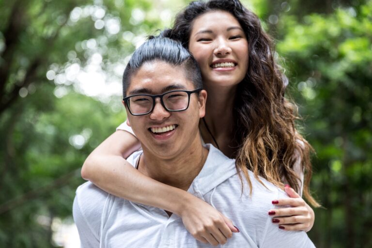 Portrait of Asian Couple Smiling